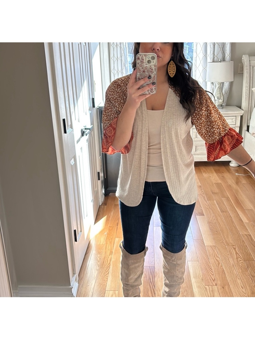 Maurice's boho bell sleeve cardigann oversized